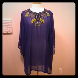 Susan Graver blue & green swimsuit cover up.